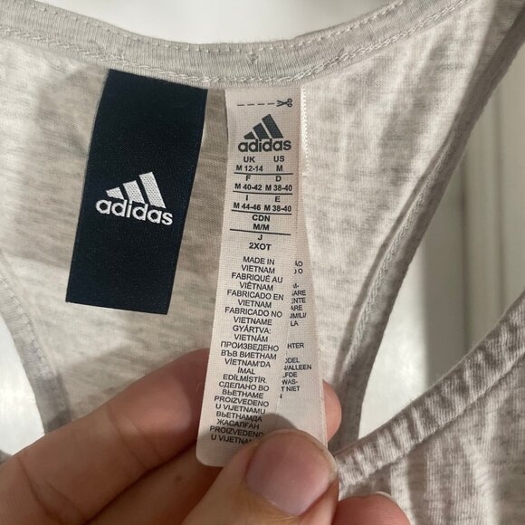 Grey Adidas Racerback Croptop Tank - Picture 2 of 2